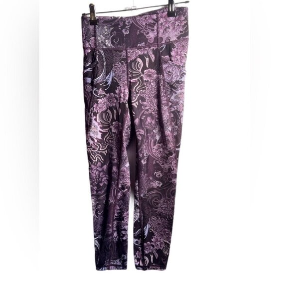 Lululemon Time To Sweat Crop Memoir Multi Purple Athletic Yoga Run leggings 4 - Picture 2 of 3